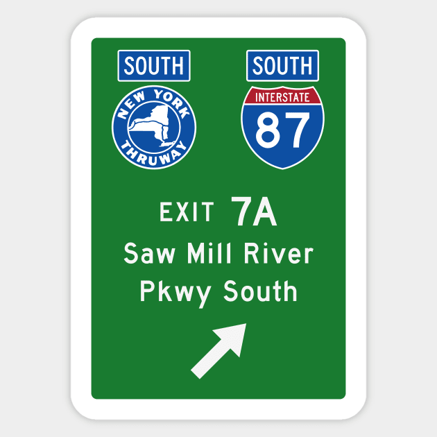 New York Thruway Southbound Exit 7A: Saw Mill River Parkway South Sticker by MotiviTees